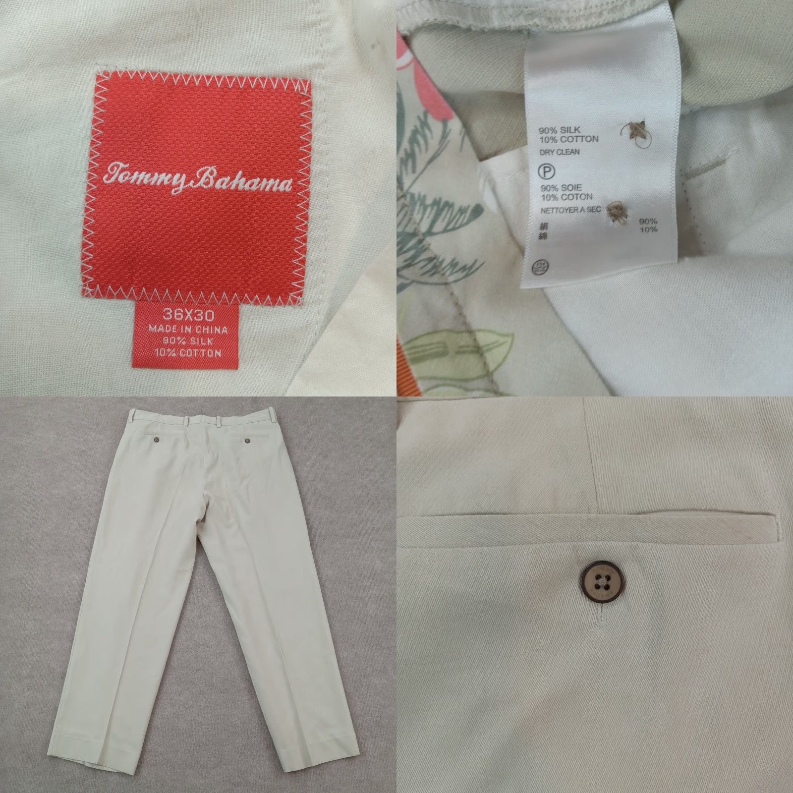 Tommy Bahama Tommy Bahama Mens Beige Chino Straight Fit Pleated Pants 36x30 Cotton Size US 36 / EU 52 - 8 Thumbnail