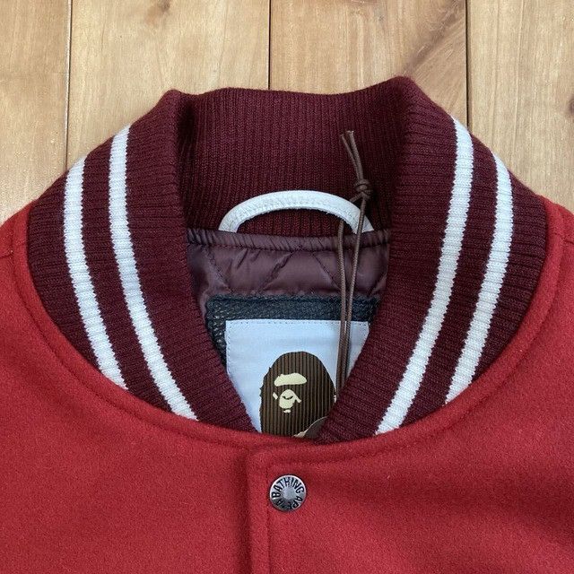 Bape BAPE Giant Head Leather Sleeve Varsity Jacket a bathing ape Size US XL / EU 56 / 4 - 6 Thumbnail