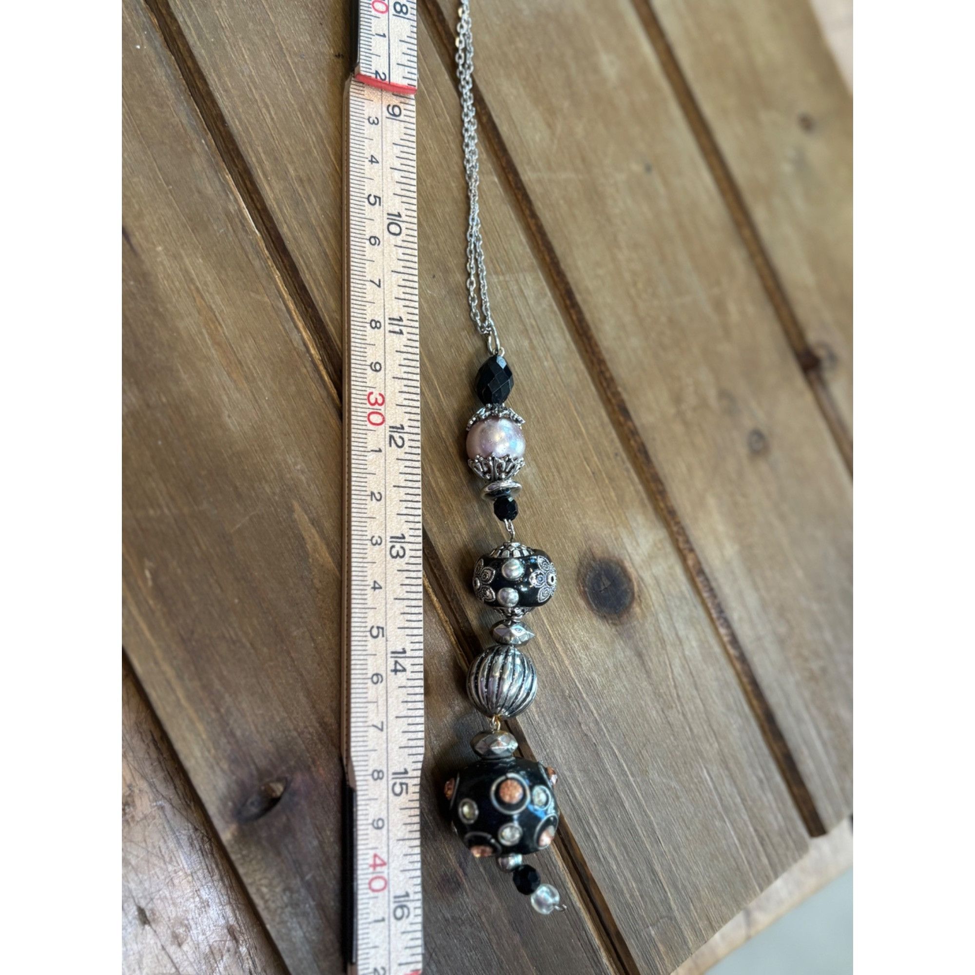 Other Handcrafted Beaded Pendant Necklace With Black & Silver Acce Size ONE SIZE - 8 Thumbnail