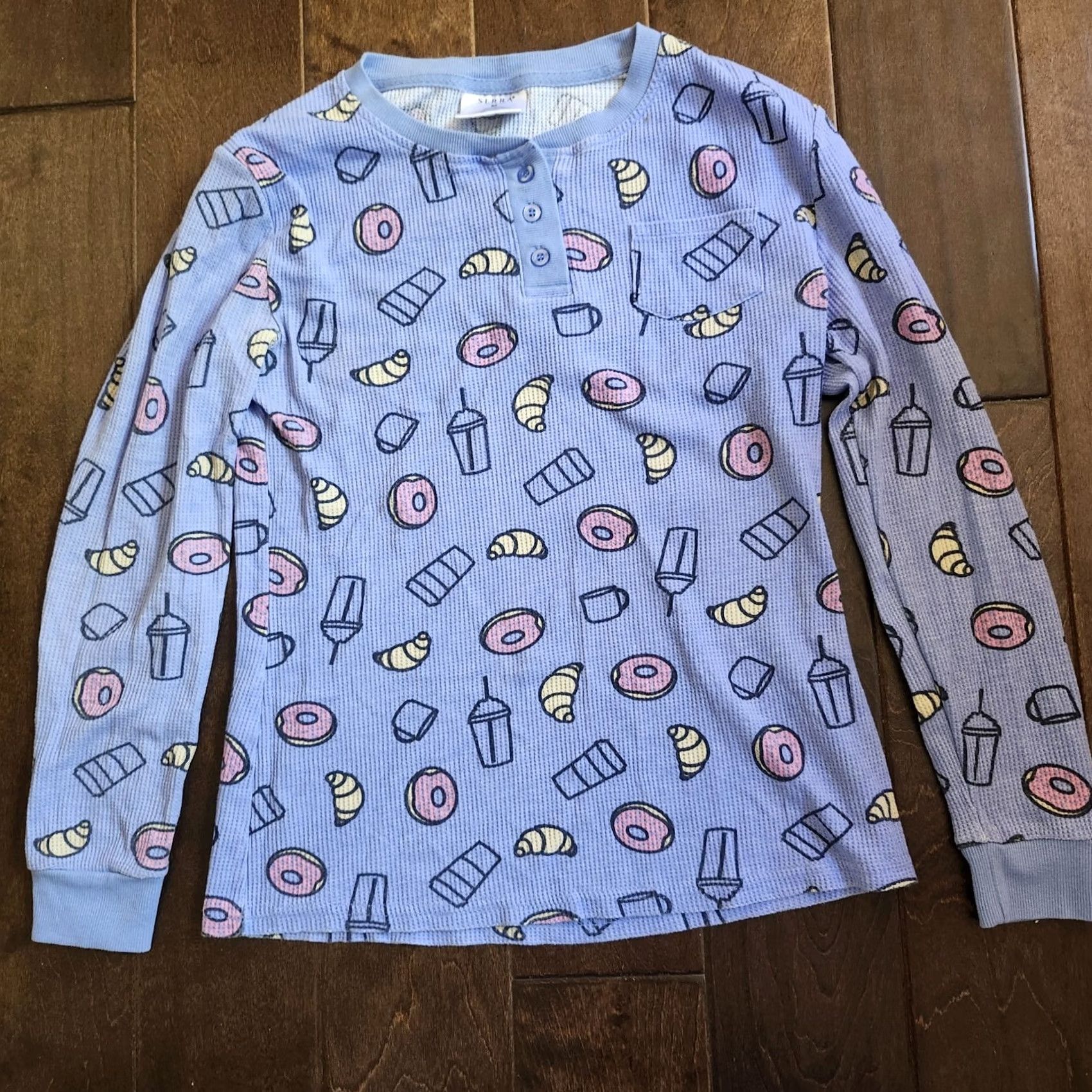 Vintage Serra Women’s Junior Donut Croissant Coffee Sleepwear Set Long Sleeve Brown M Size M / US 6-8 / IT 42-44 - 4 Thumbnail