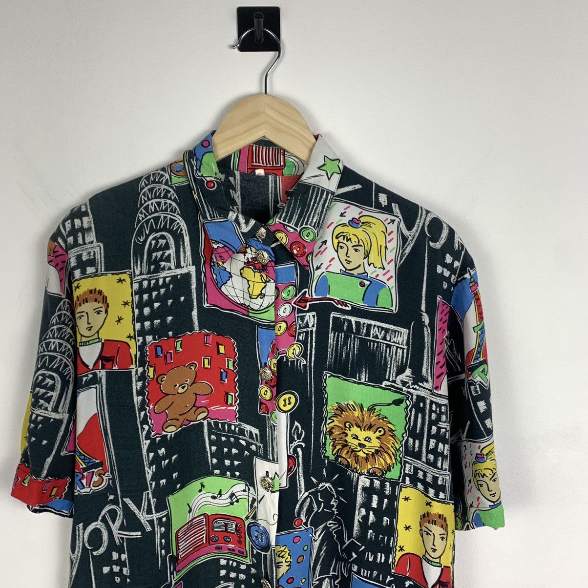 Vintage Crazy Art Vintage Shirt Short Sleeve Abstract Pattern 90’s Size US XS / EU 42 / 0 - 3 Thumbnail