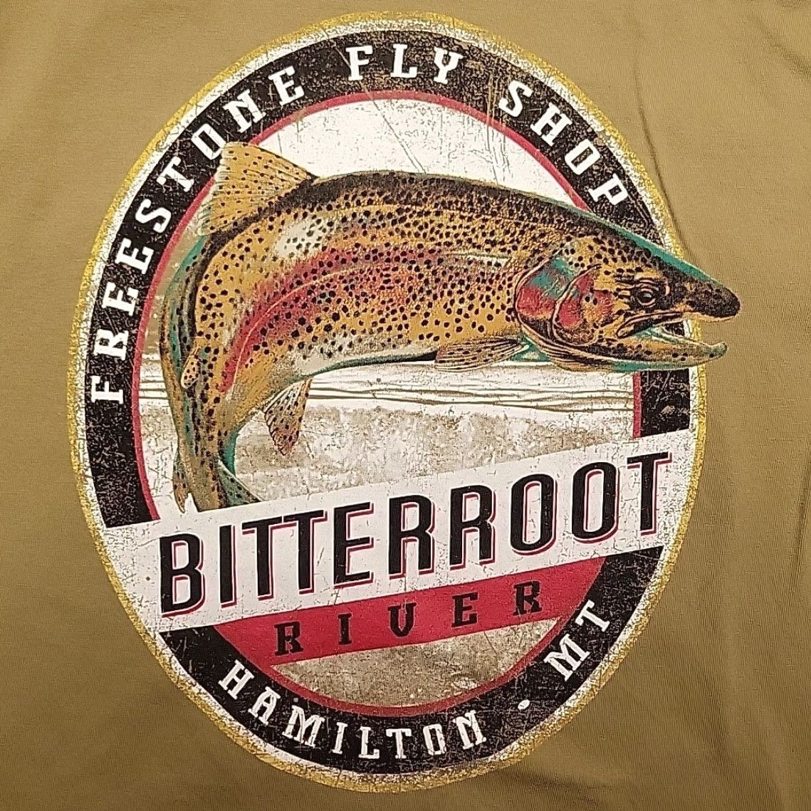 Vintage Freestone Fly Shop Shirt Mens M Green Hamilton Montana Rainbow Trout TEE Shirt Mens Green USA Outdoor Fish Crew Neck Cotton Jersey Short Sleeve Size US M / EU 48-50 / 2 - 5 Thumbnail