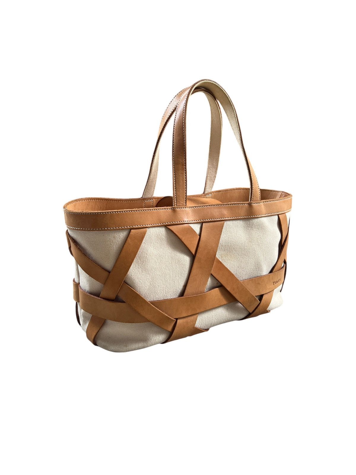 Yohji Yamamoto 1990 Yohji Yamamoto Y’SACCS Heavy Canvas + Leather Handbag Size ONE SIZE - 3 Thumbnail