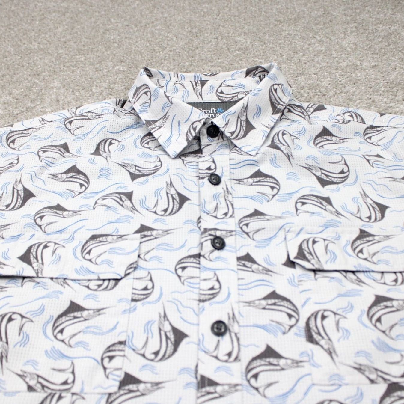 Croft & Barrow Croft & Barrow Quick Dry Shirt Mens XL White Marlin AOP S/S Button-Up Casual Travel Size US XL / EU 56 / 4 - 4 Thumbnail