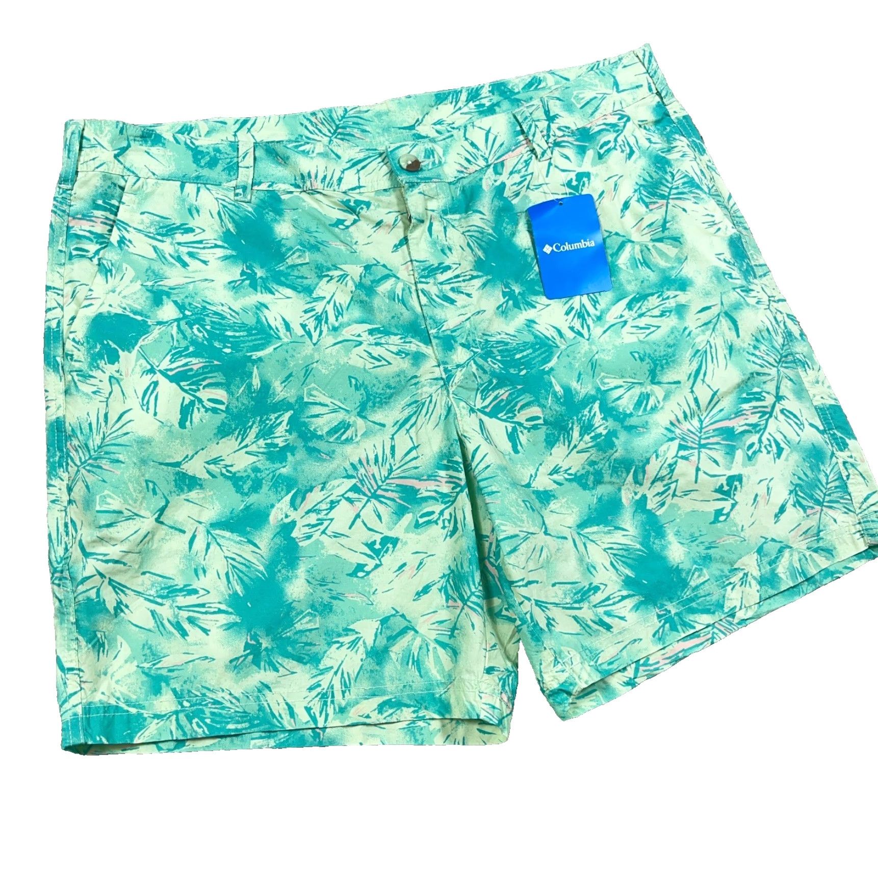 Vintage Columbia Shorts Men 40 Green Chino Palm Print Floral Washed Out Flat Front NEW Size US 40 / EU 56 - 3 Thumbnail