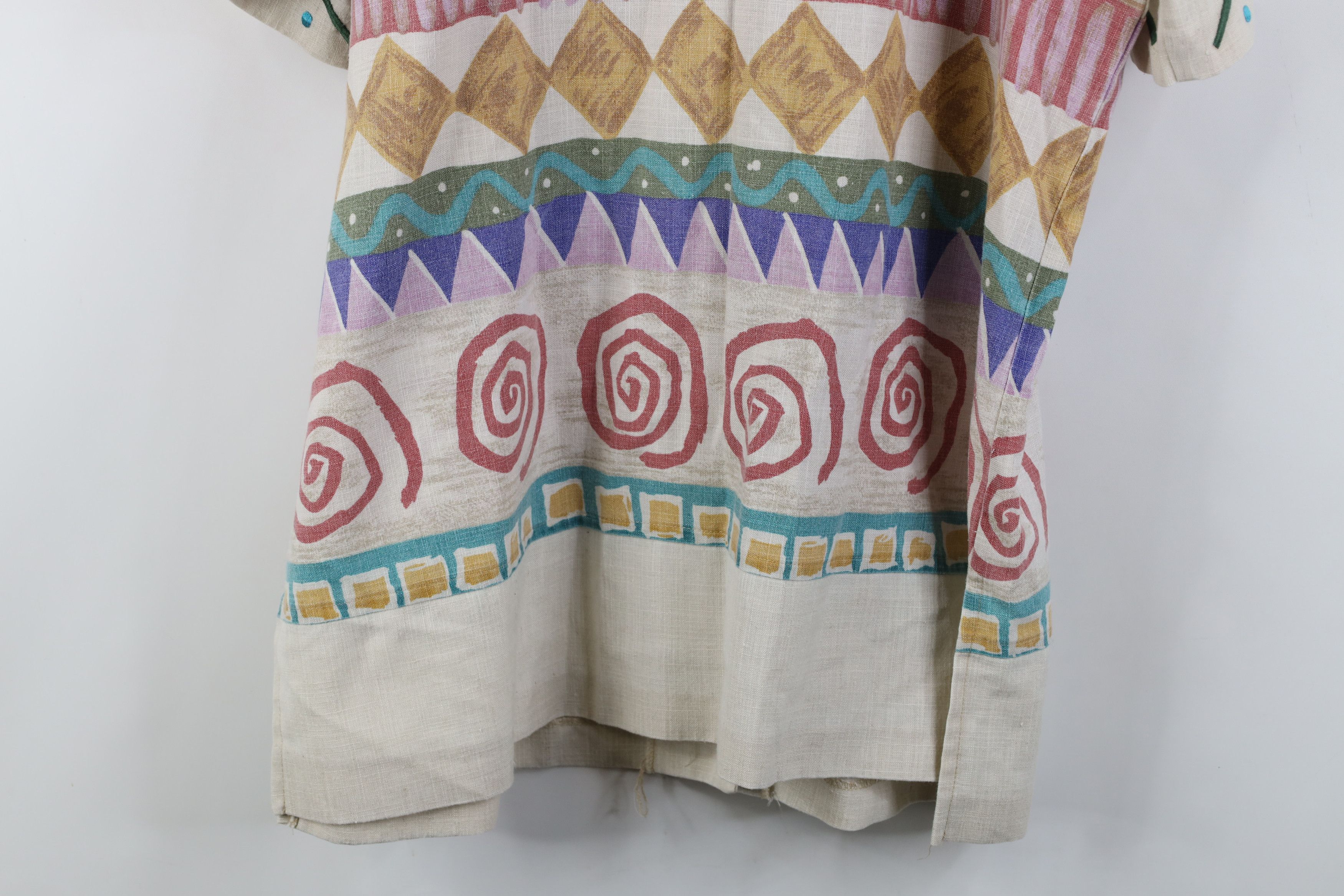 Vintage Vintage 90s Rainbow Geometric Linen Collared Button Shirt Size XXL / US 16-18 / IT 52-54 - 12 Thumbnail