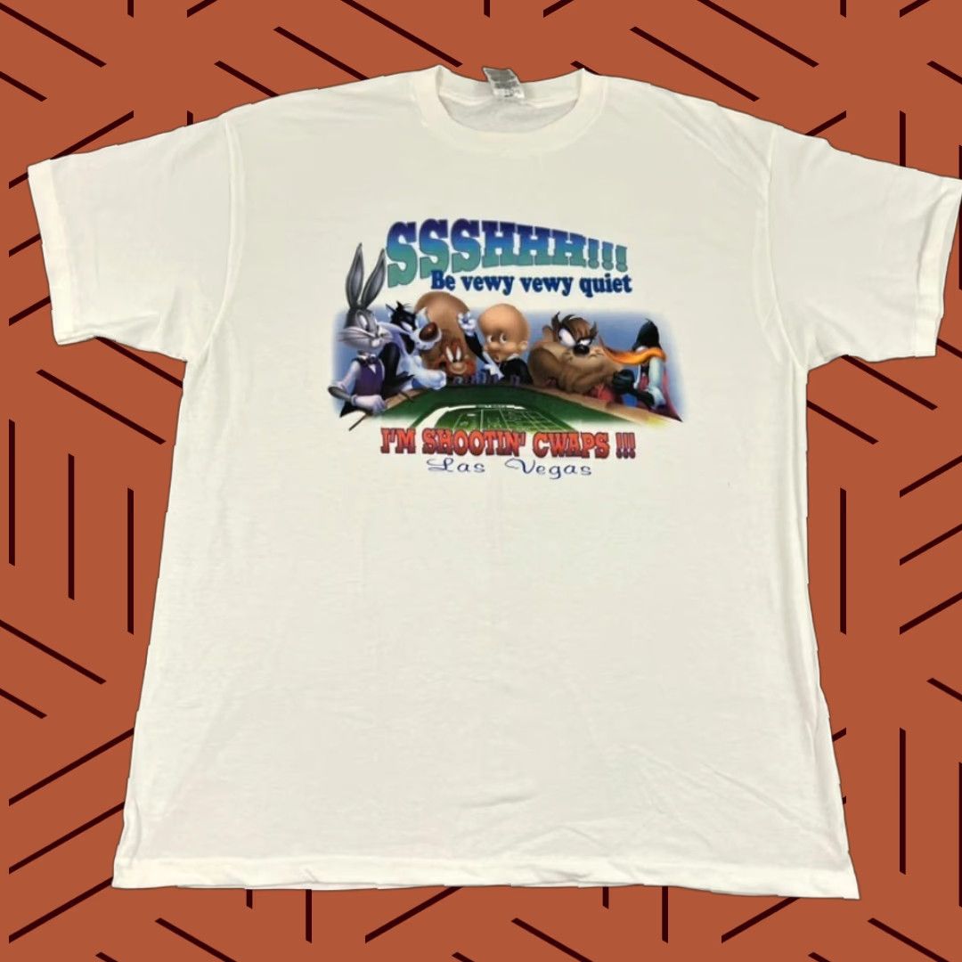 Vintage Vintage Warner Bros T-Shirt Men 2XL Bugs Bunny Elmer Taz Las Vegas Gambling Graphic Size US XXL / EU 58 / 5 - 1 Thumbnail