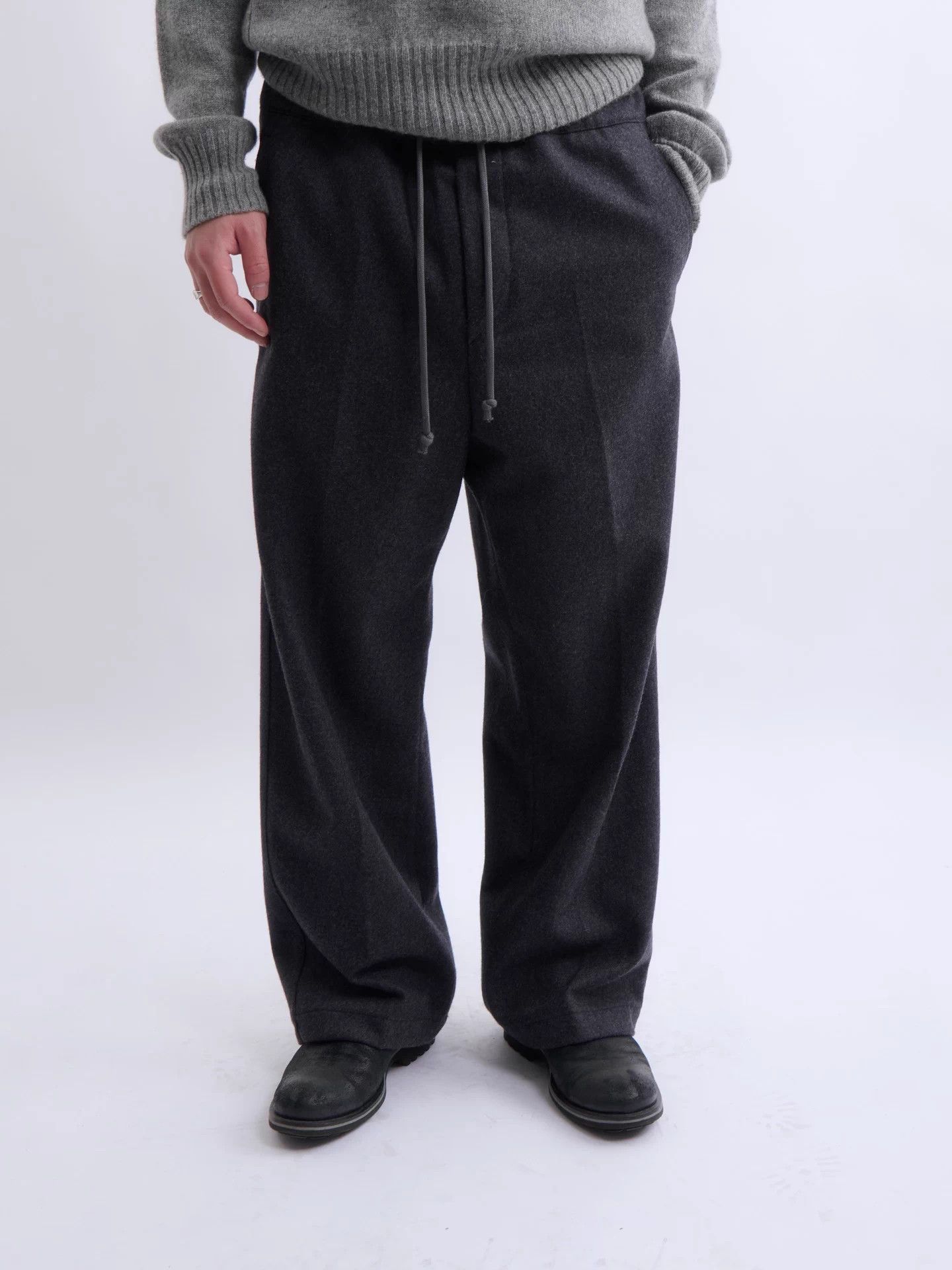 OAMC OAMC Dark Gray Wool Drawstring Straight Pants Vintage Size US 34 / EU 50 - 5 Thumbnail