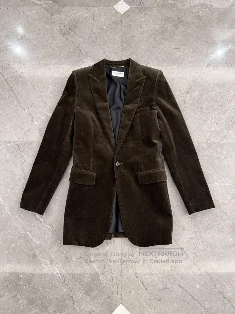 Saint Laurent Paris Saint Laurent Paris Velvet Brown and Olive Green Blazer Size XS / US 0-2 / IT 36-38 - 1 Thumbnail
