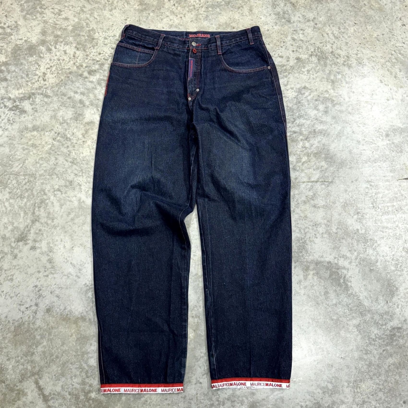 Vintage VINTAGE MOJEANS Jeans Mens 40x34 Blue Wide-Leg 5-Pocket Cotton Solid Logo Y2K Maurice Malone Hong Kong Mens Size US 40 / EU 56 - 4 Thumbnail