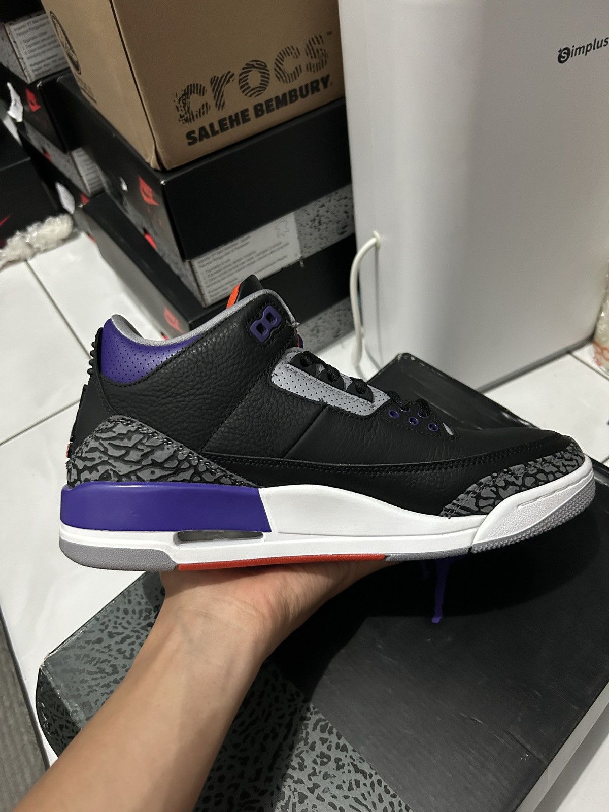 Jordan Brand nike air jordan 3 black court purple Size US 8.5 / EU 41-42 - 12 Thumbnail
