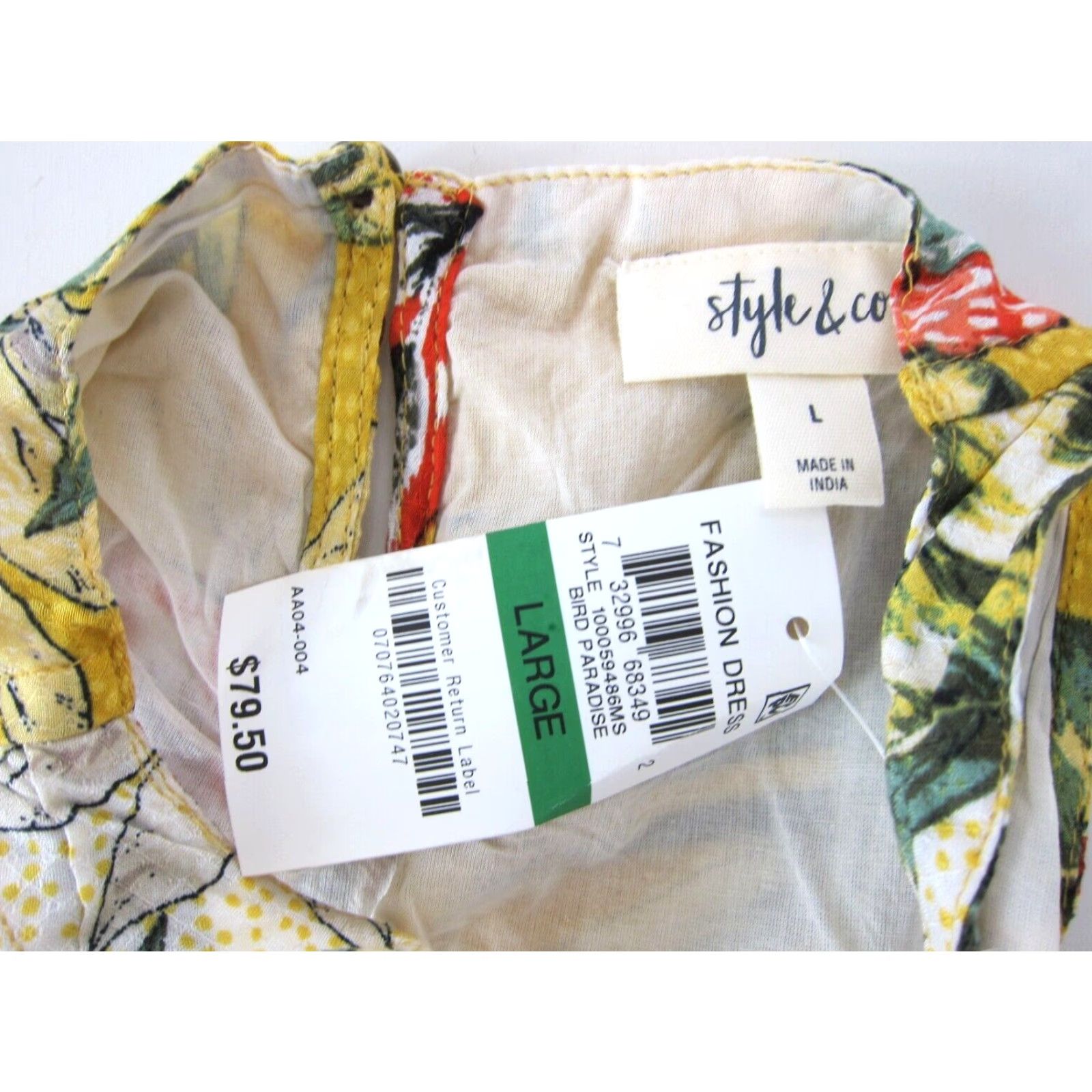 Vintage NWT Style & Co Rayon Yellow Pink Floral Bird Paradise Long Maxi Tank Sun Dress L Size L / US 10 / IT 46 - 3 Thumbnail