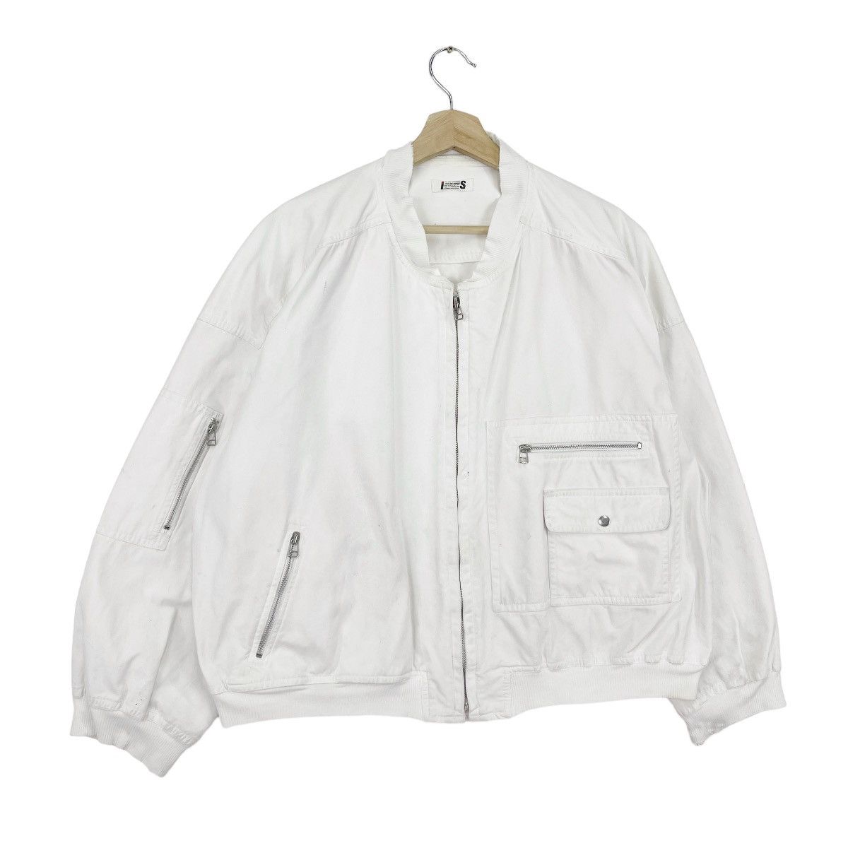 Issey Miyake 1980 White Cotton Bomber Jacket Size US L / EU 52-54 / 3 - 7 Thumbnail