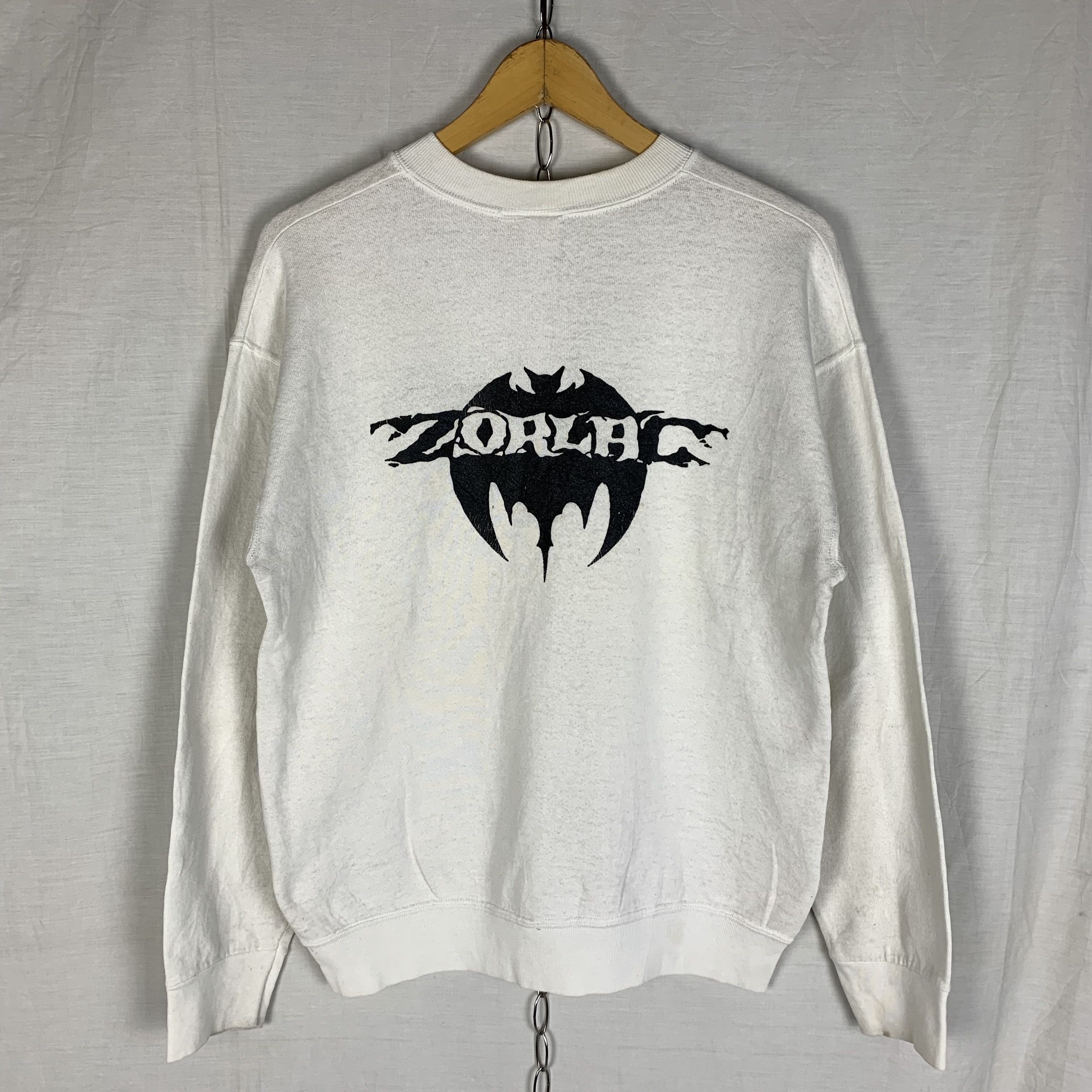 image of Powell Peralta x Shortys Skateboards Vintage Zorlac Skateboards Sweatshirt Crewneck in White (Size 