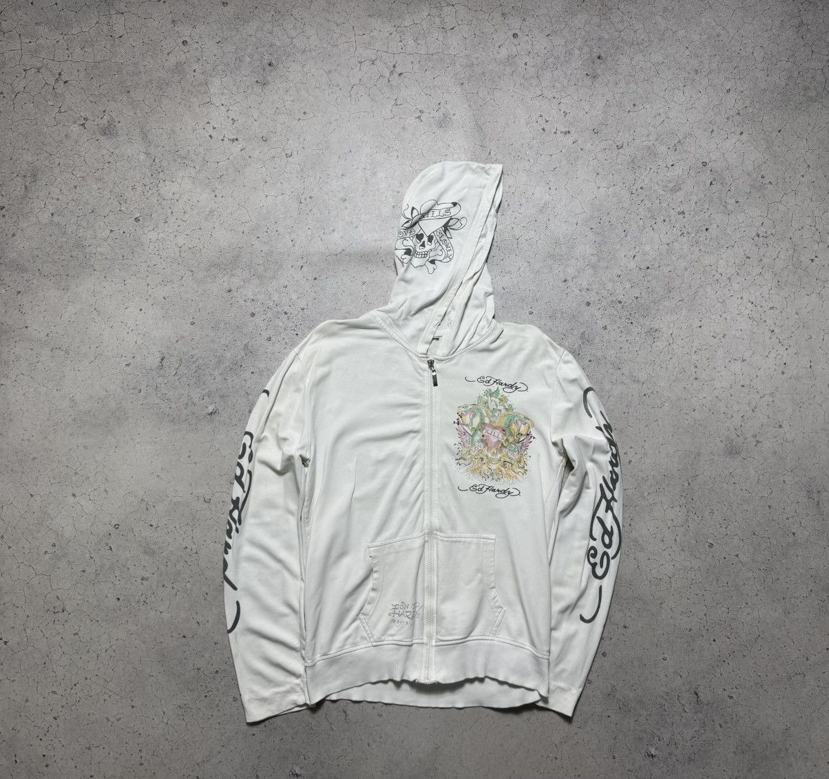 Ed Hardy Ed Hardy Skull White Women’s Full Zip Hoodie Size M / US 6-8 / IT 42-44 - 2 Thumbnail