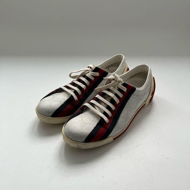 Gucci Gucci Red Blue Web Double G Sneakers Size US 6.5 / EU 39-40 - 1 Thumbnail