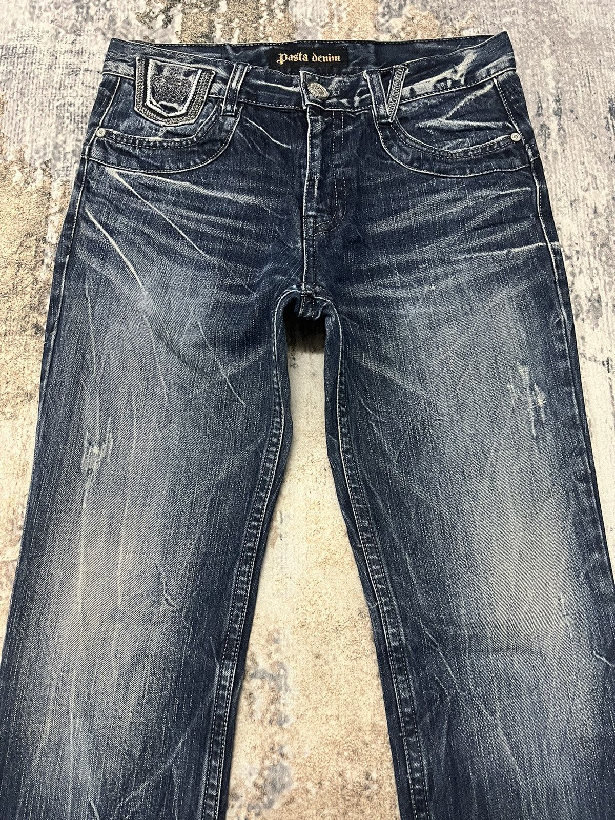 Japanese Brand × Vintage Pasta Denim Embroidered Zipper Pocket Jeans Pant Denim Size US 33 - 2 Thumbnail