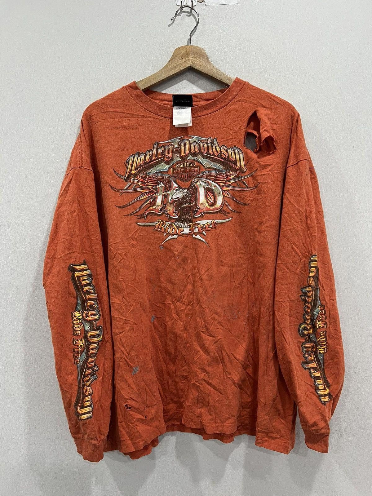 Vintage Harley Davidson Longsleeve Thrashed Shirt xxl