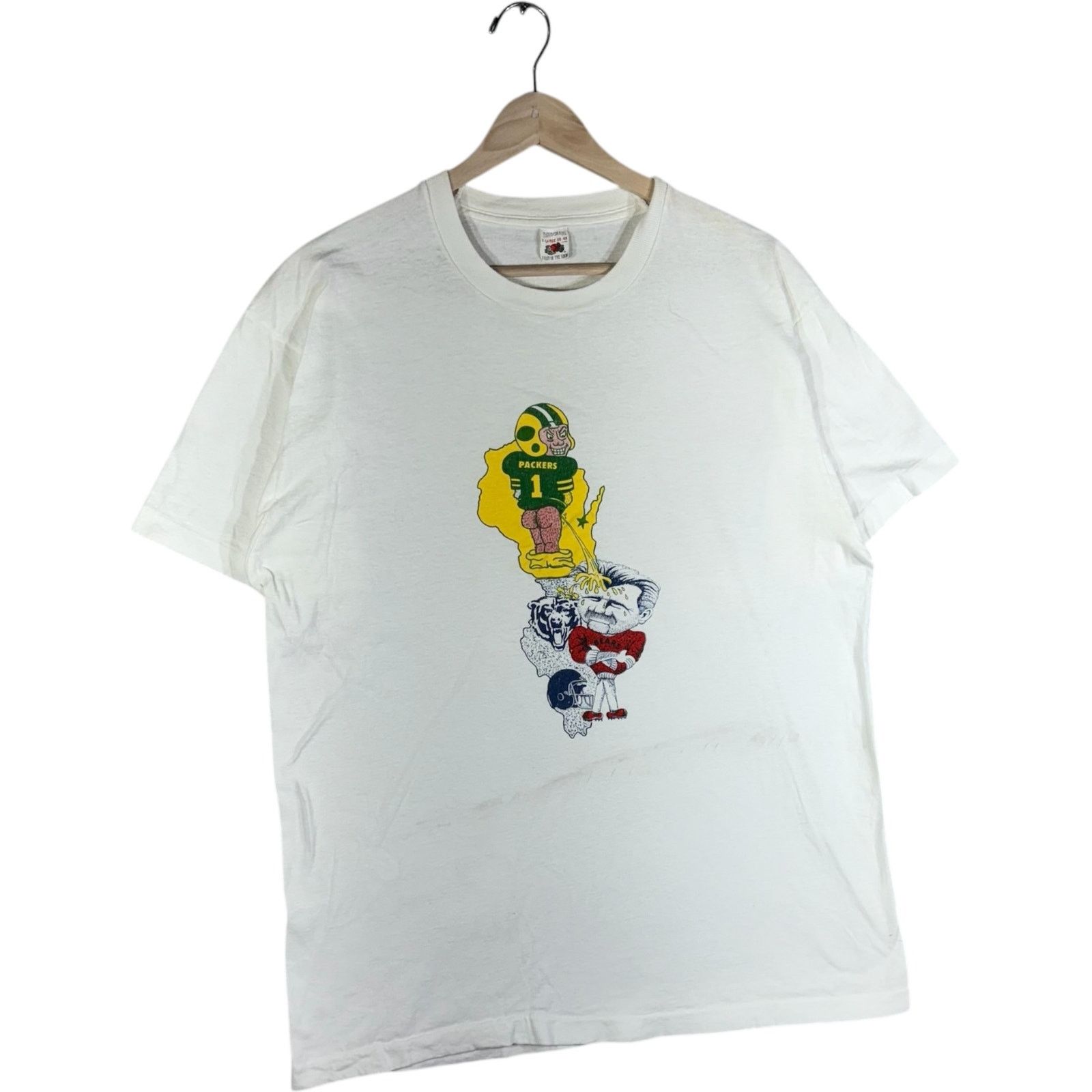 Fruit Of The Loom Vintage Packers And Bears Rivalry Caricature NFL 90s Tee XL Size US XL / EU 56 / 4 - 4 Thumbnail