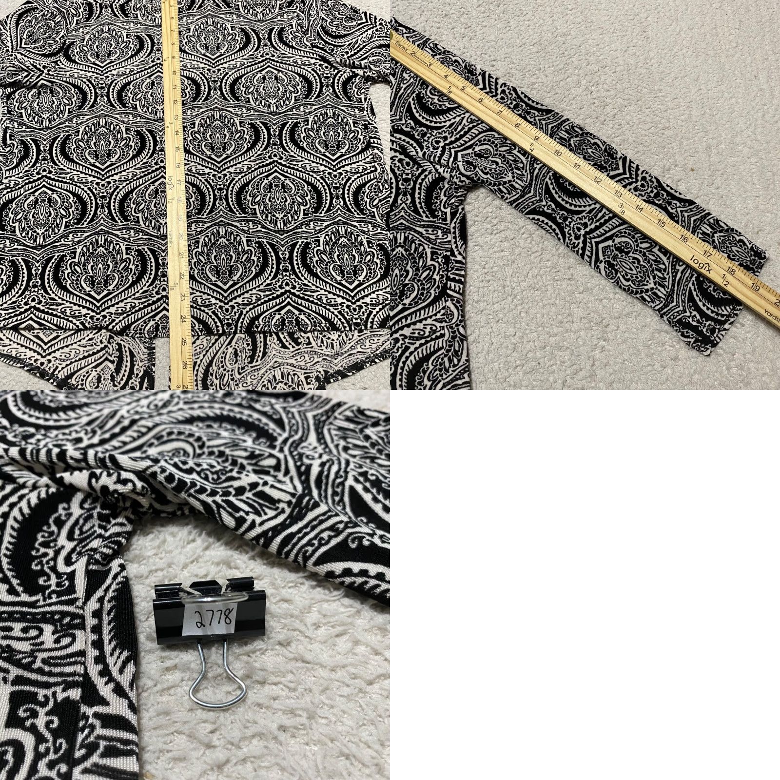 Vintage Chico's Womens Large Sweater Cardigan Black Paisley 3/4 Sleeve Open Front Tie – Regular Size L Women's Knit Shirt Size L / US 10 / IT 46 - 8 Thumbnail
