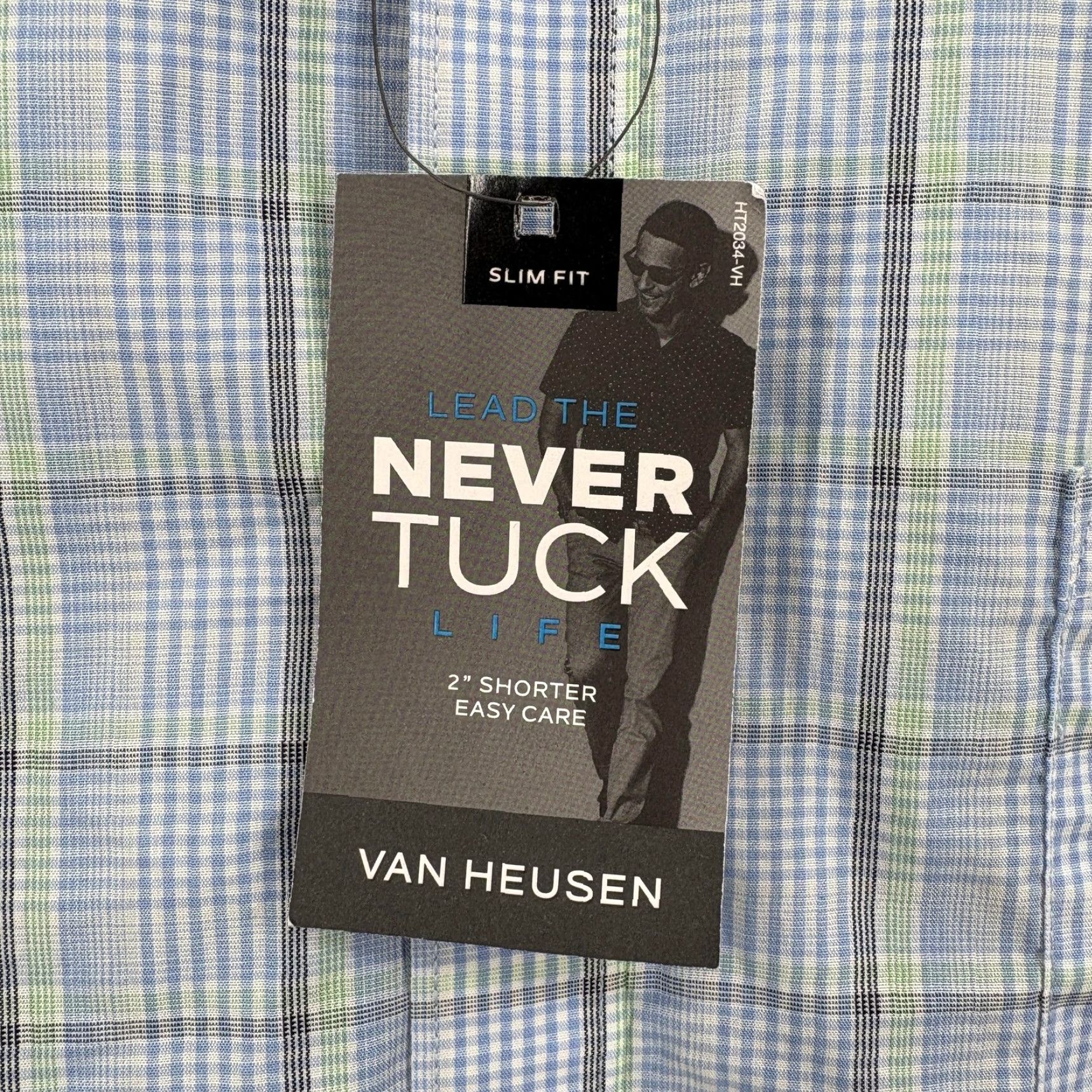 Van Heusen Van Heusen Shirt XL Blue Plaid Slim Long Sleeve Easy Care NWT Never Tuck Button-Up Mens Size US XL / EU 56 / 4 - 4 Thumbnail