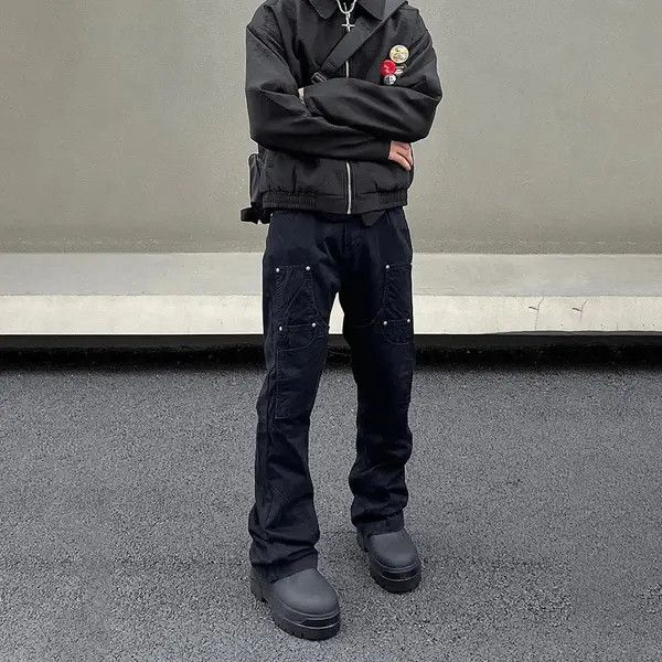 Vintage VIBE Black Slim Straight Carpenter Cargo Pants Size US 34 / EU 50 - 1 Thumbnail