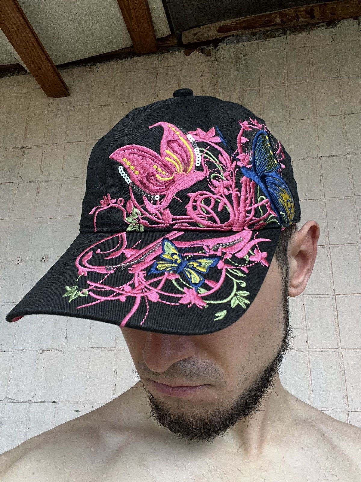 Other Y2k Butterfly Flowers Cap Vintage Hat Size ONE SIZE - 21 Thumbnail