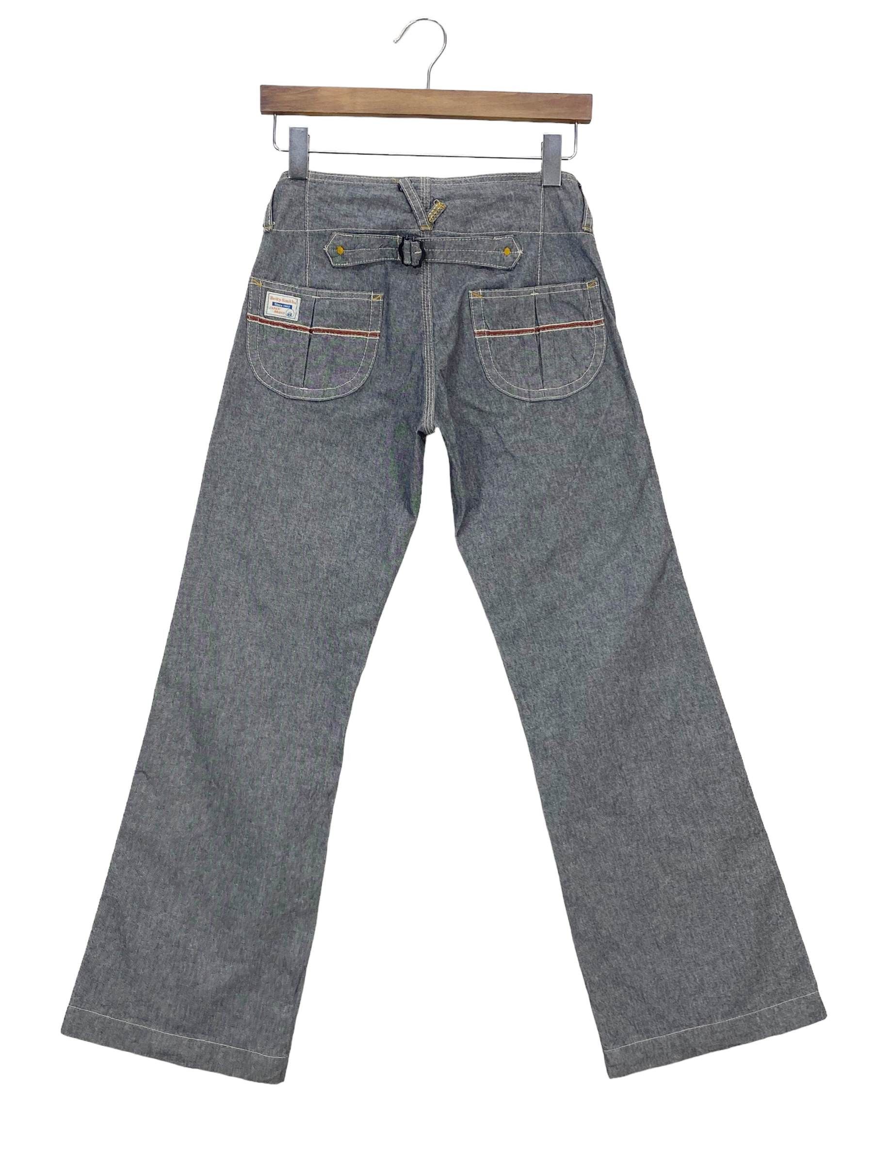 image of Distressed Denim Betty Smith Flare Pants Buckle Back Pants in Grey, Women's (Size 25)
