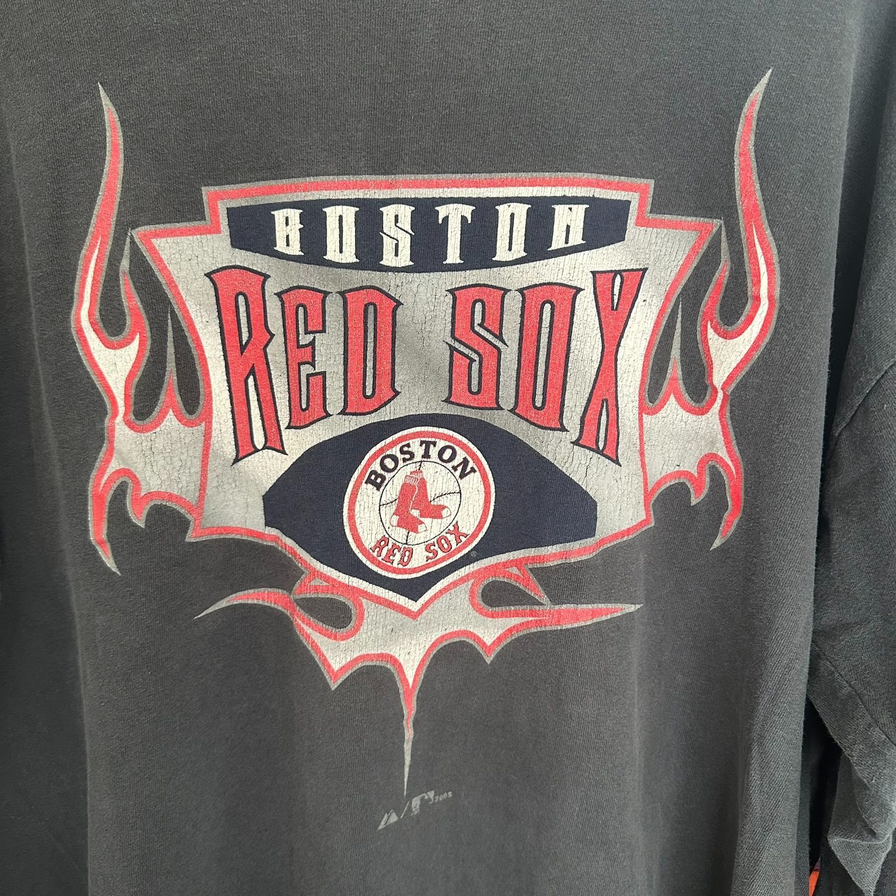 MLB Vintage Y2K Boston Red Sox Tribal Flame T-Shirt Long Sleeve Size US XL / EU 56 / 4 - 3 Thumbnail
