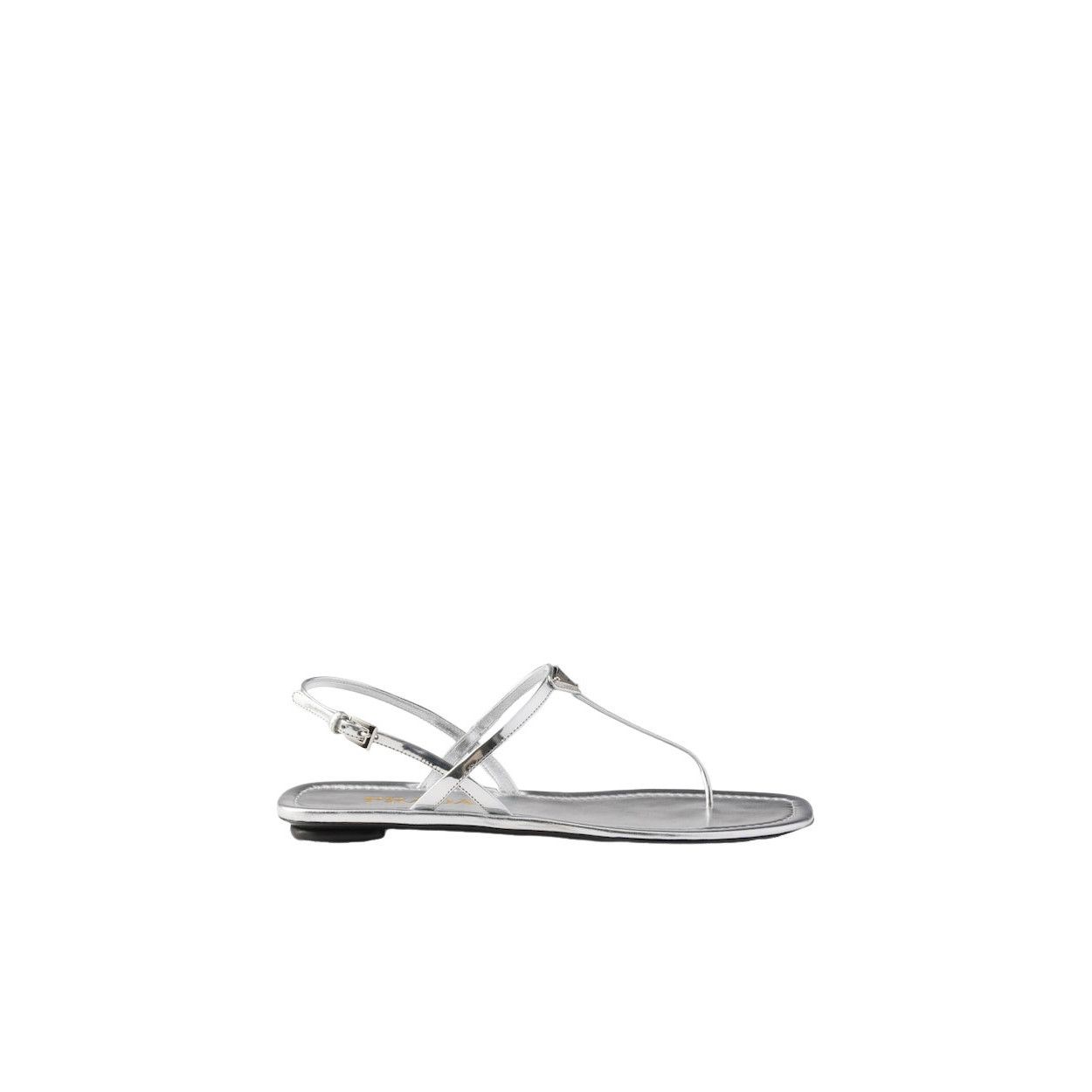 Prada PRADA $1050 Silver Metallic leather thong sandals New & Auth Size US 8 / IT 38 - 2 Thumbnail