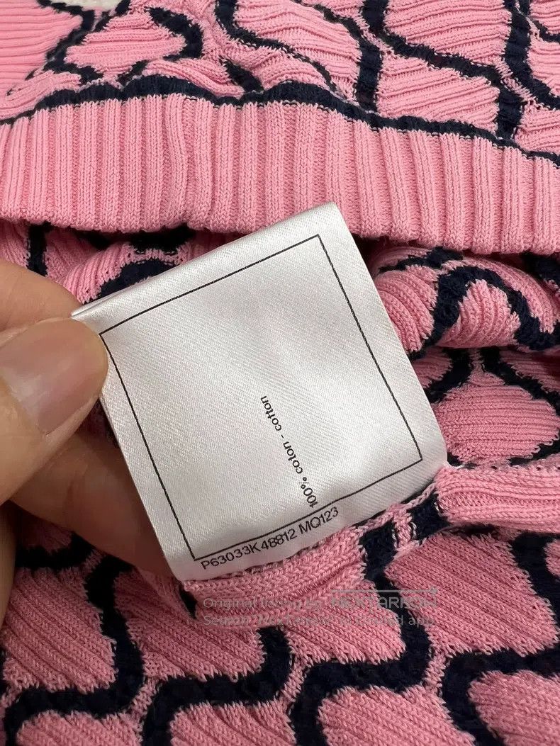 Chanel Chanel Pink diamond plaid knitted short sleeves Size XXS / US 00 / IT 34 - 6 Thumbnail