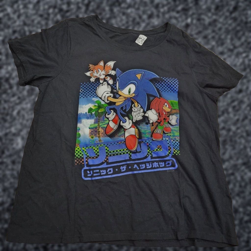 Vintage Sonic The Hedgehog Kanji Black Short Sleeve T Shirt Womens XL Size XL / US 12-14 / IT 48-50 - 1 Thumbnail