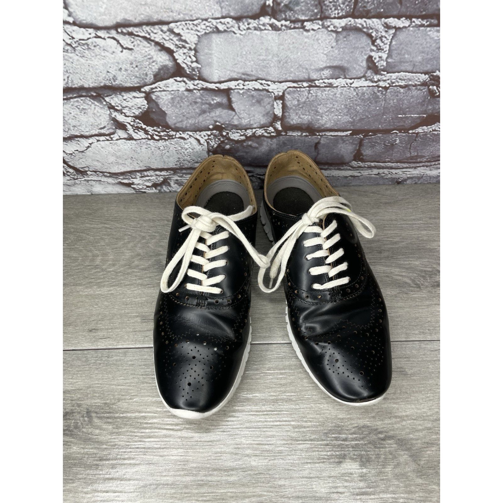 Cole Haan Cole Haan Zerogrand Black Leather Lace Up Wing Oxfords Women Size US 7 / IT 37 - 2 Thumbnail