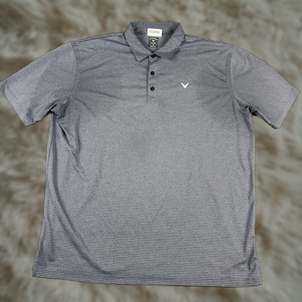 Callaway Callaway Polo Shirt Mens Size 2XL Blue Striped Opti Dri Fit Short Sleeve STAINED Size US XXL / EU 58 / 5 - 1 Thumbnail