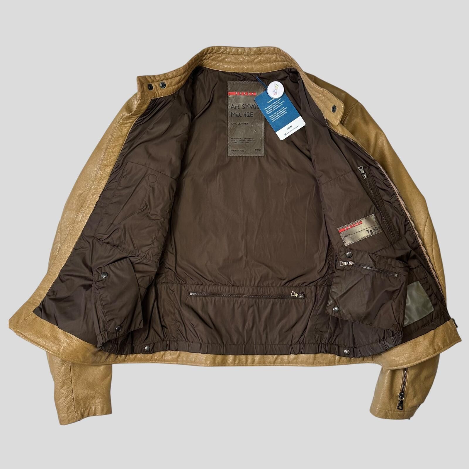Prada Prada SS00 Leather Articulated Elbow Detailed Moto Jacket M Size US M / EU 48-50 / 2 - 6 Thumbnail