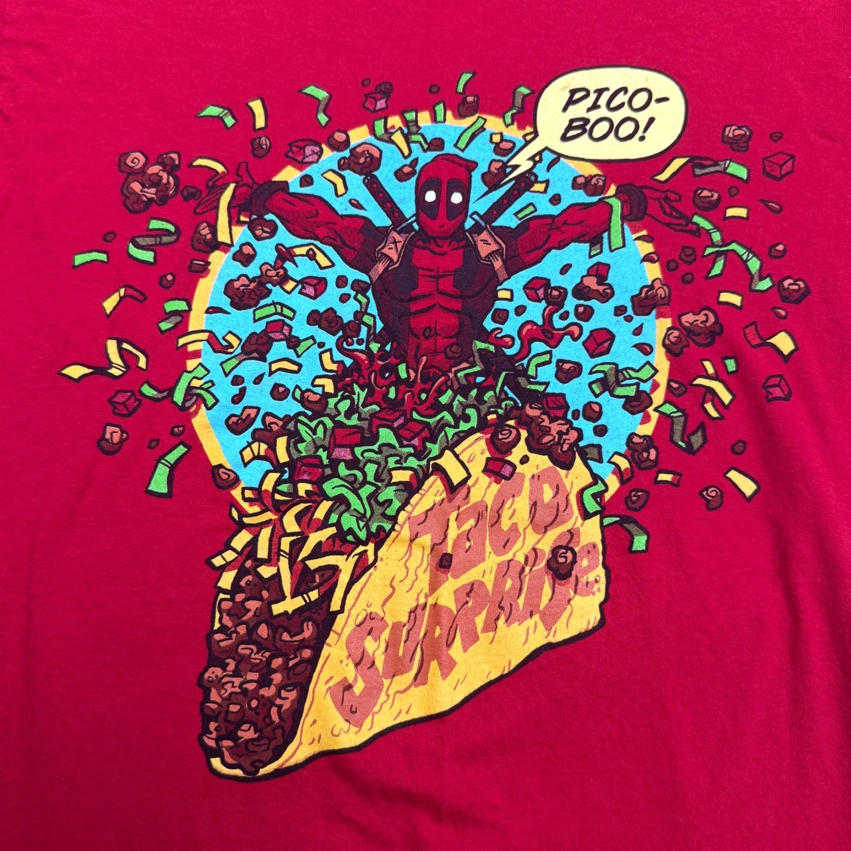 Vintage Marvel Shirt Mens Small Red Deadpool Taco Surprise Tee SKU: not provided Size US S / EU 44-46 / 1 - 5 Thumbnail