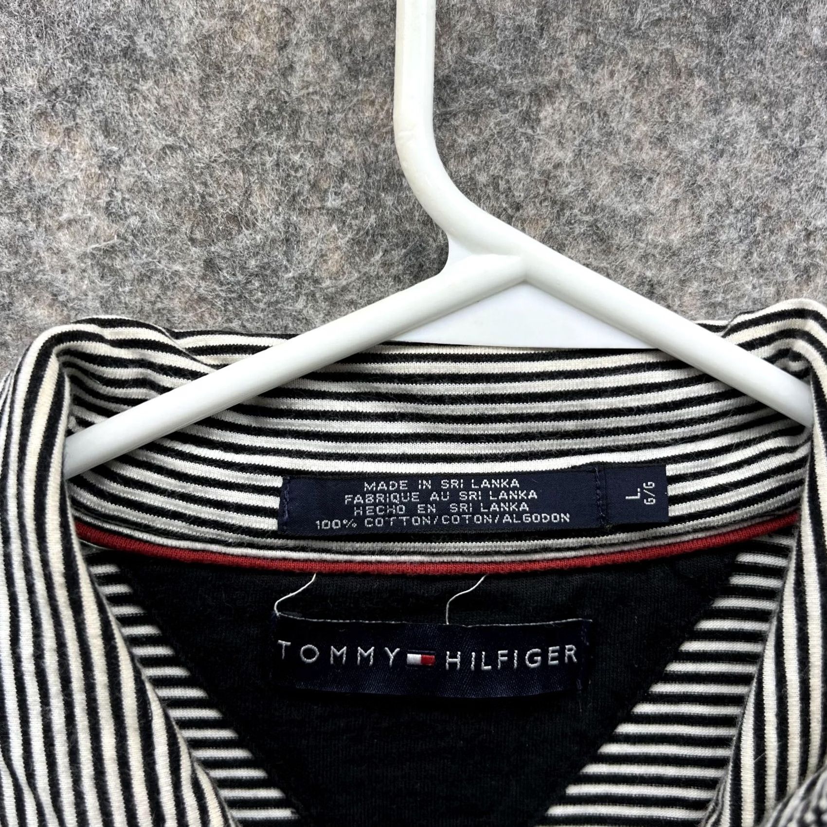 Tommy Hilfiger Tommy Hilfiger Polo Shirt Men L Blue White Striped 1/4 Zip Casual Cotton Shirt Size US L / EU 52-54 / 3 - 4 Thumbnail