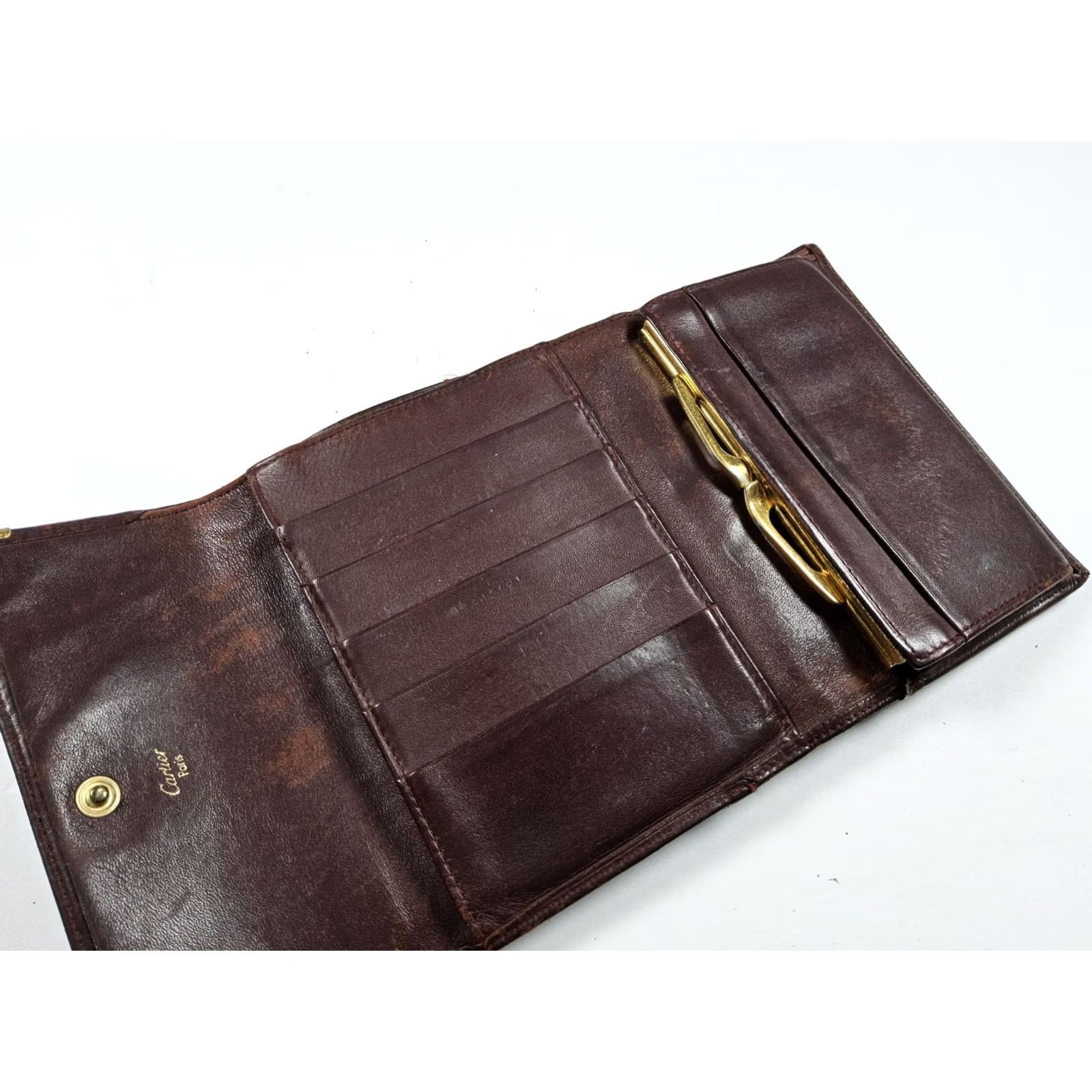 Cartier Cartier Leather Trifold Wallet Bordeaux Must de Line Men Wallet Bifold 90s Credit Card Size ONE SIZE - 5 Thumbnail