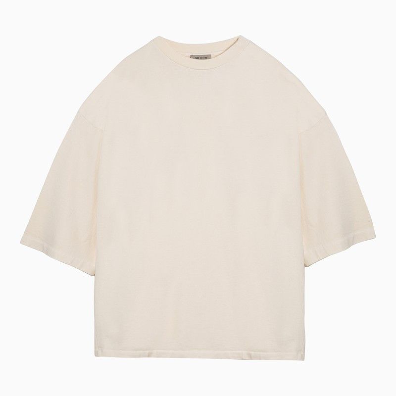 image of Fear Of God Cream-Coloured Oversize Cotton T-Shirt in Beige, Men's (Size Small)