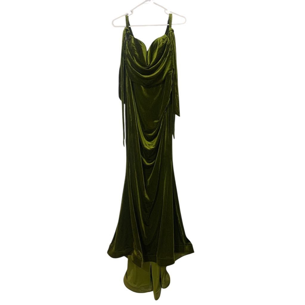 Other Faeriesty Green Long Formal Gown Dress Velvet Sleeveless 1X Size XL / US 12-14 / IT 48-50 - 9 Thumbnail