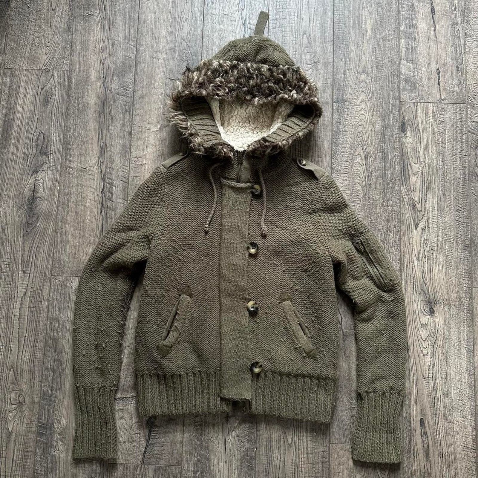 American Eagle Outfitters × Vintage Vintage Y2K Knit Fur American Eagle Zip Up Sweater Hoodie Size M / US 6-8 / IT 42-44 - 3 Thumbnail
