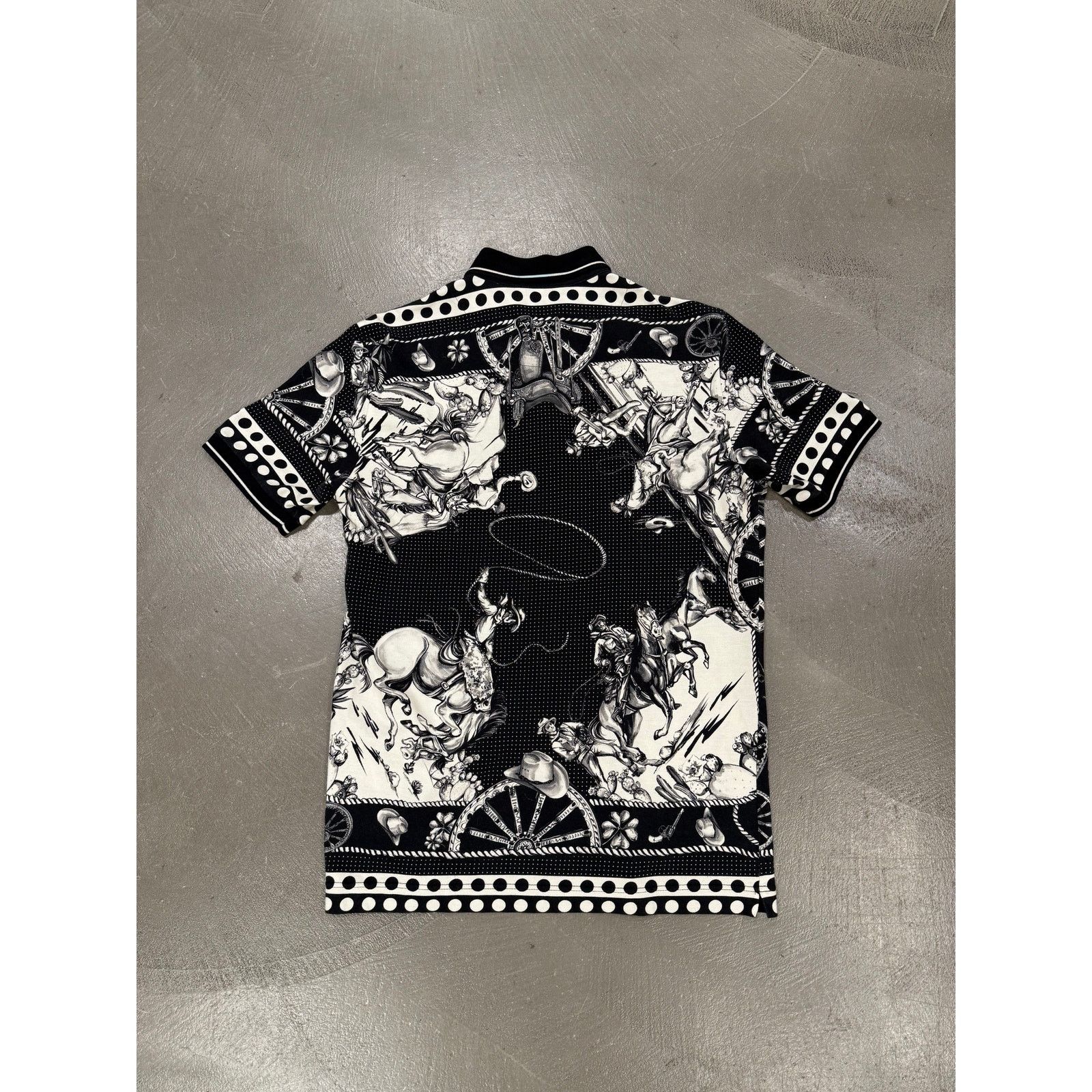 Dolce & Gabbana F/W 2016 Dolce & Gabbana Western-print Piqué Polo Shirt Size US M / EU 48-50 / 2 - 6 Thumbnail
