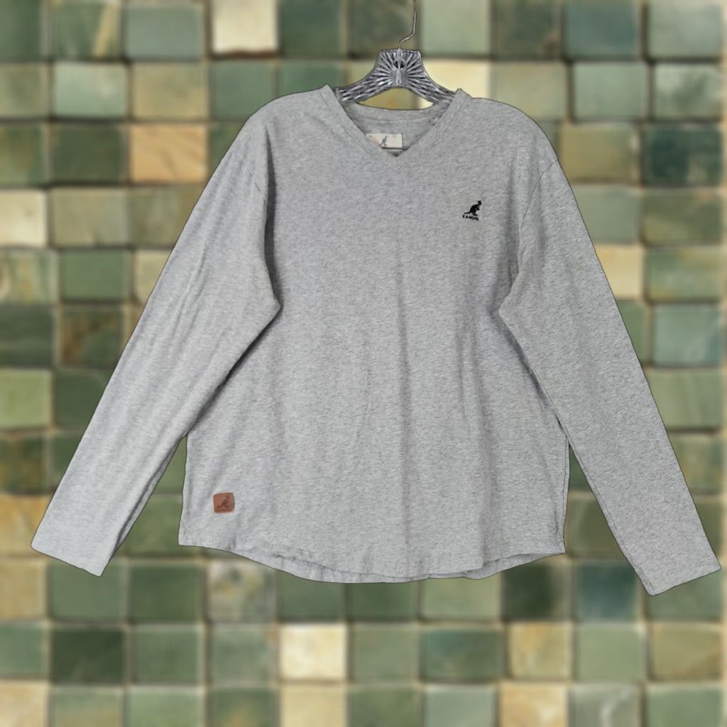 Kangol KANGOL T-Shirt Women Long Sleeve V-Neck Gray Size L Size L / US 10 / IT 46 - 1 Thumbnail