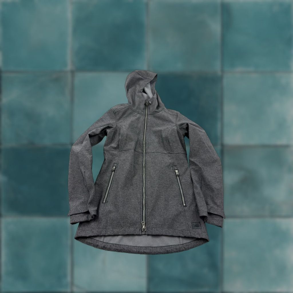 Vintage REI Jacket Womens XS Gray Hooded Full Zip Softshell Outdoor Hiking Fleece Lined Size XS / US 0-2 / IT 36-38 - 1 Thumbnail