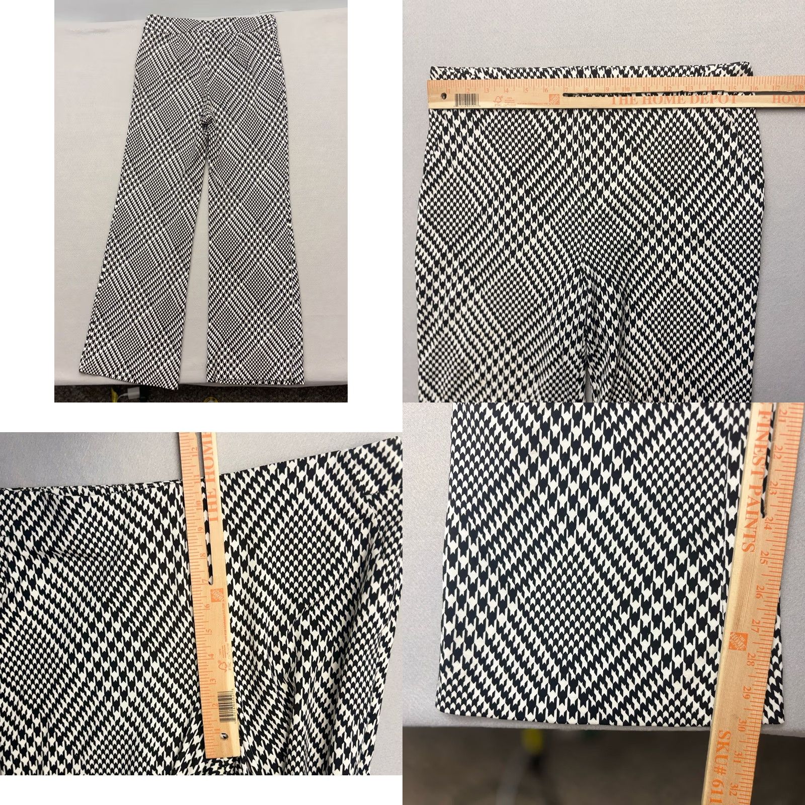 Vintage Chico's Ponte Knit Pants Black White Houndstooth Wide Leg Pants Size 6 Regular Inseam 30” Womens Dress Pants VINTAGE? No Size 28" / US 6 / IT 42 - 8 Thumbnail