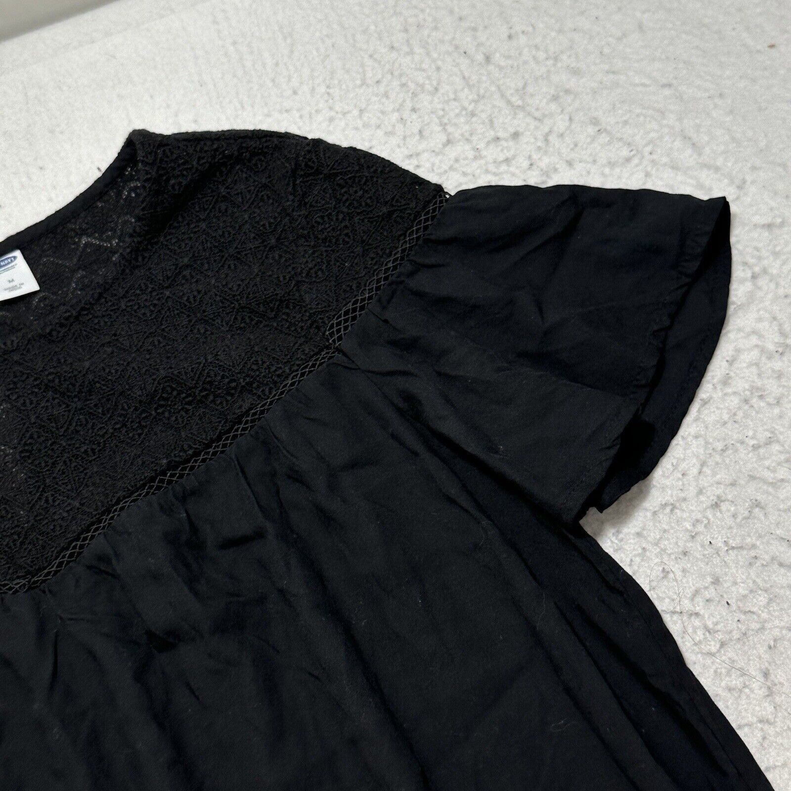 Old Navy Old Navy Medium A-Line Dress Lace Embroidery Trim Black Size M / US 6-8 / IT 42-44 - 4 Thumbnail