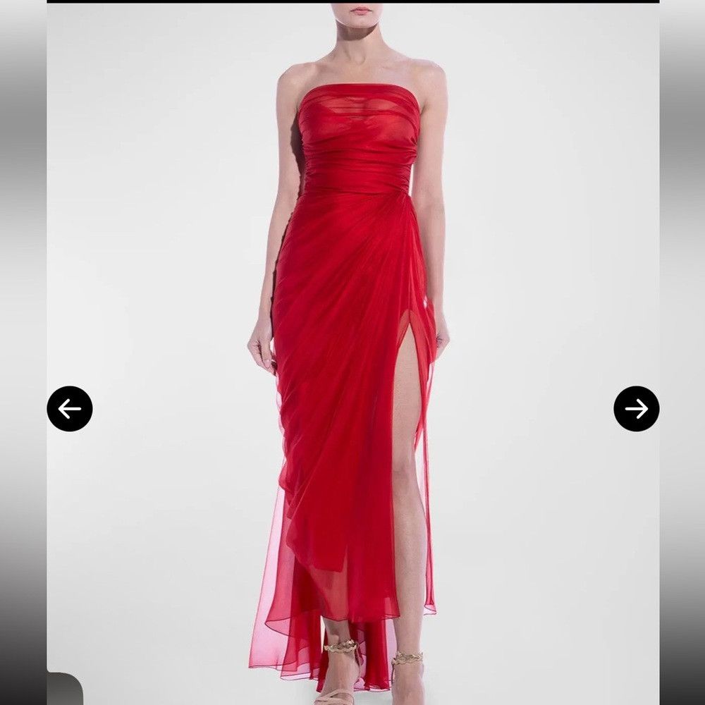 Other MARIA LUCIA HOHAN Bryony Strapless Draped Silk Chiffon Mid Size XS / US 0-2 / IT 36-38 - 1 Thumbnail