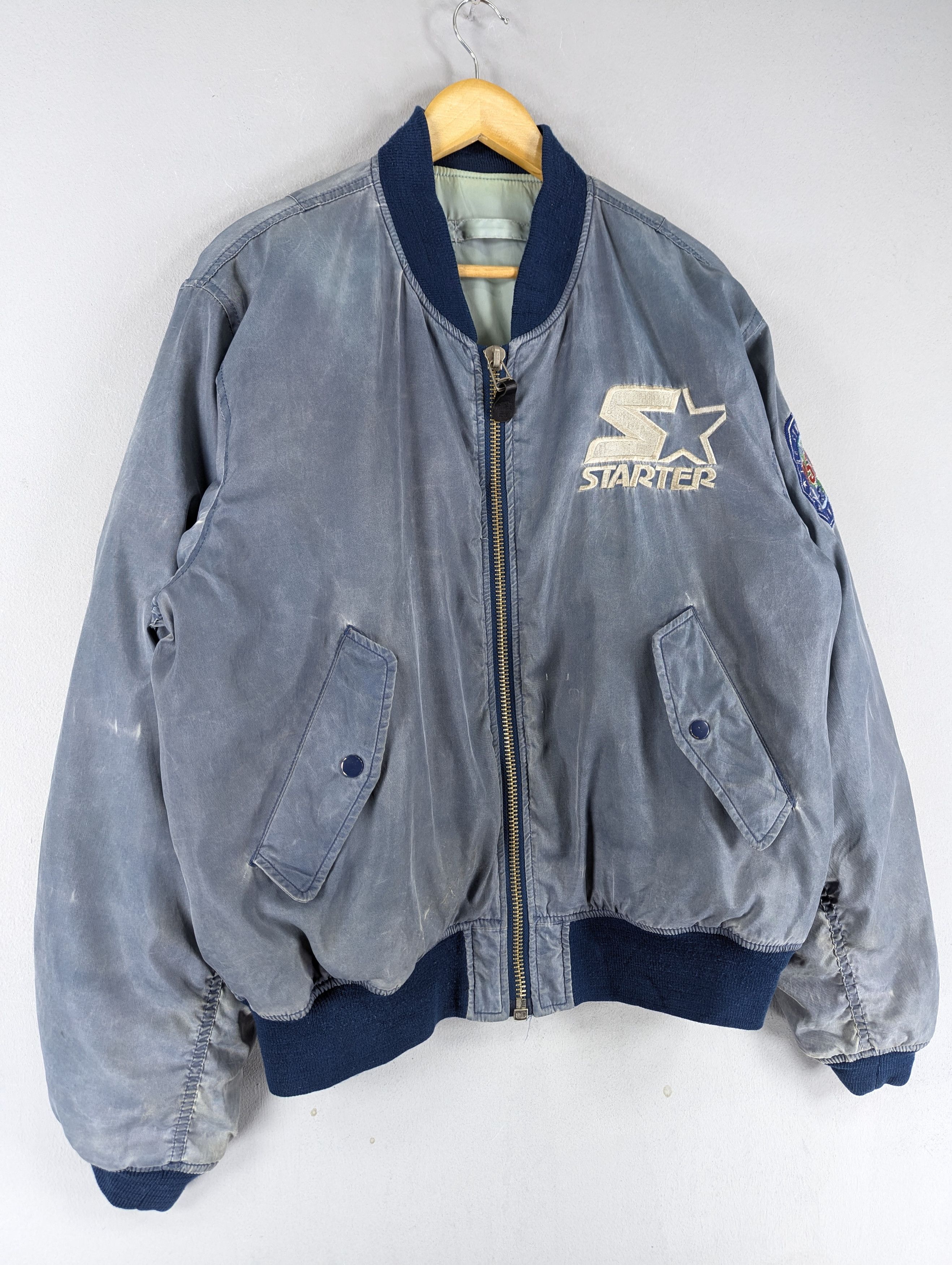 Starter Vintage 90s Starter USA American Sport Bomber Jacket Size US L / EU 52-54 / 3 - 3 Thumbnail