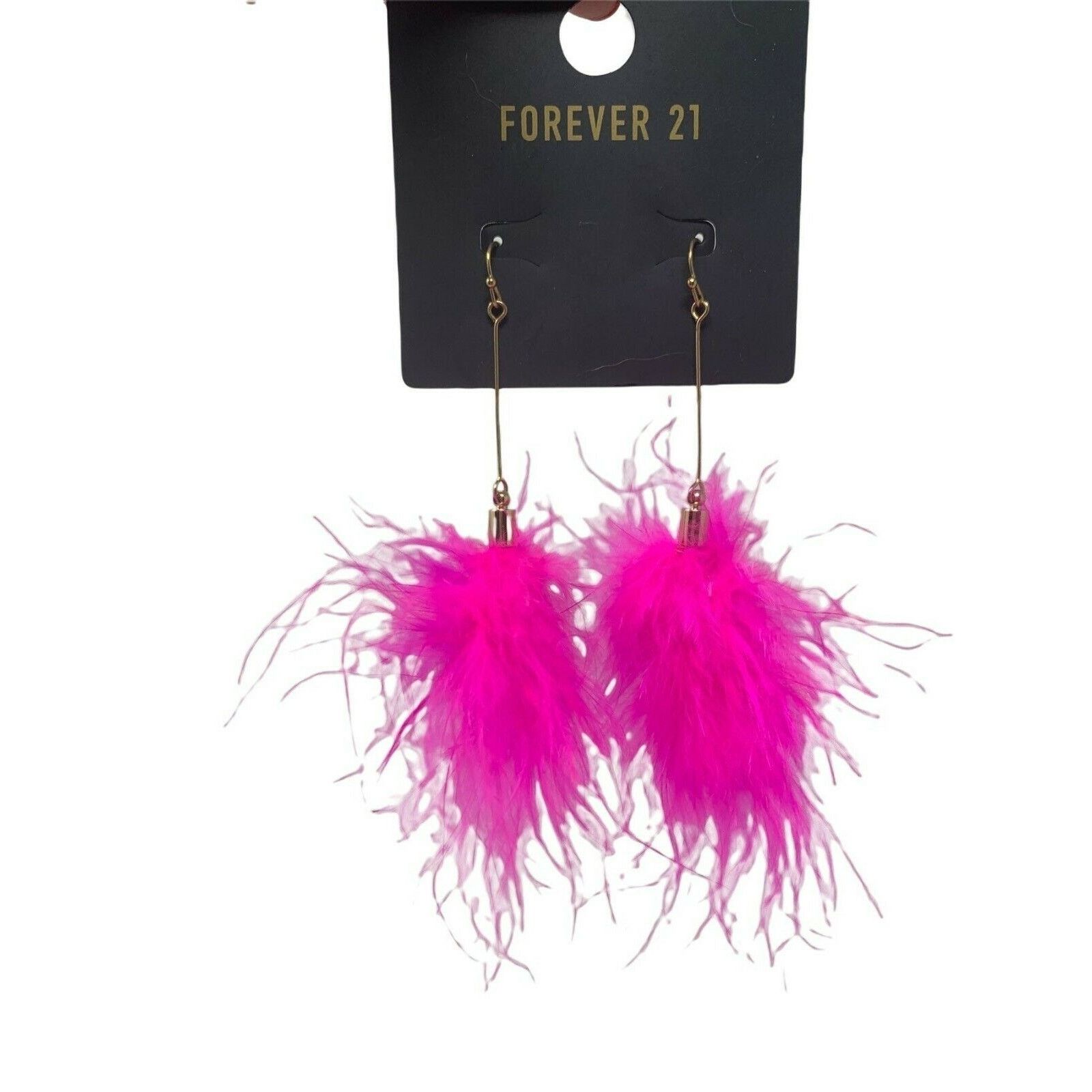 Forever 21 Forever 21 pink fluffy trendy dangle earrings 5" Size ONE SIZE - 1 Thumbnail