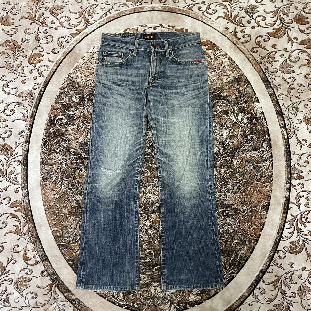 Edwin 🔥Vintage Edwin Blue Trip Washed Ripped Distress Denim Jeans Size US 30 / EU 46 - 1 Thumbnail